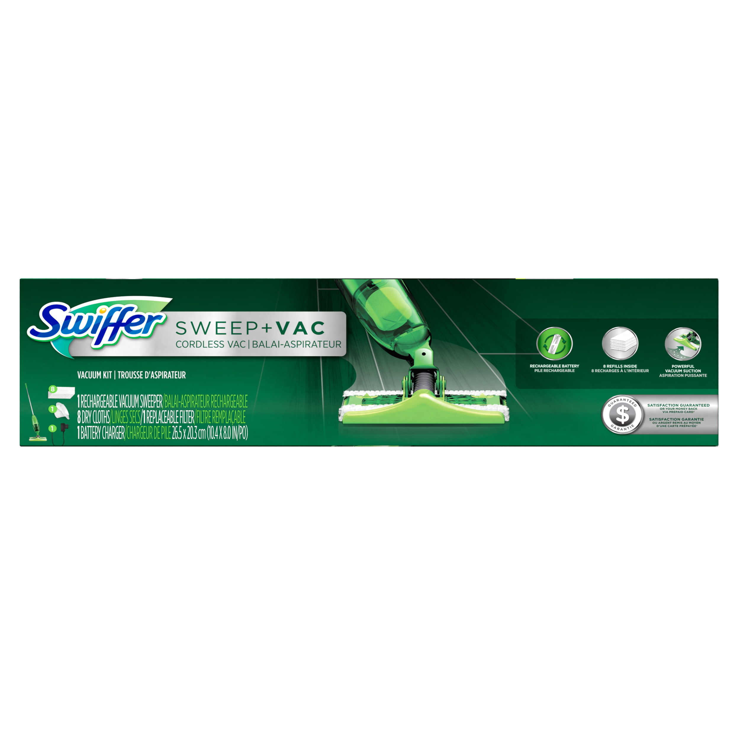 Sweep VAC Vacuum Sweeper Kit,1 Vacuum Sweeper, 8 Dry Cloths, 1 Replaceable Filter - Walmart.com