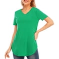 thumbnail image 4 of La nueva manga del cortocircuito del cuello del color sólido V de la camiseta de las mujeres de Irfora Camiseta mujer, 4 of 7