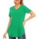 thumbnail image 4 of La nueva manga del cortocircuito del cuello del color sólido V de la camiseta de las mujeres de la m Abody Verde L, 4 of 7