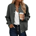thumbnail image 2 of ClodeEU Women's Cropped Jacket,Long Sleeve Button Lightweight Jacket,Casual Trendy Outwear Dark Gray,Womens Plus S, 2 of 8