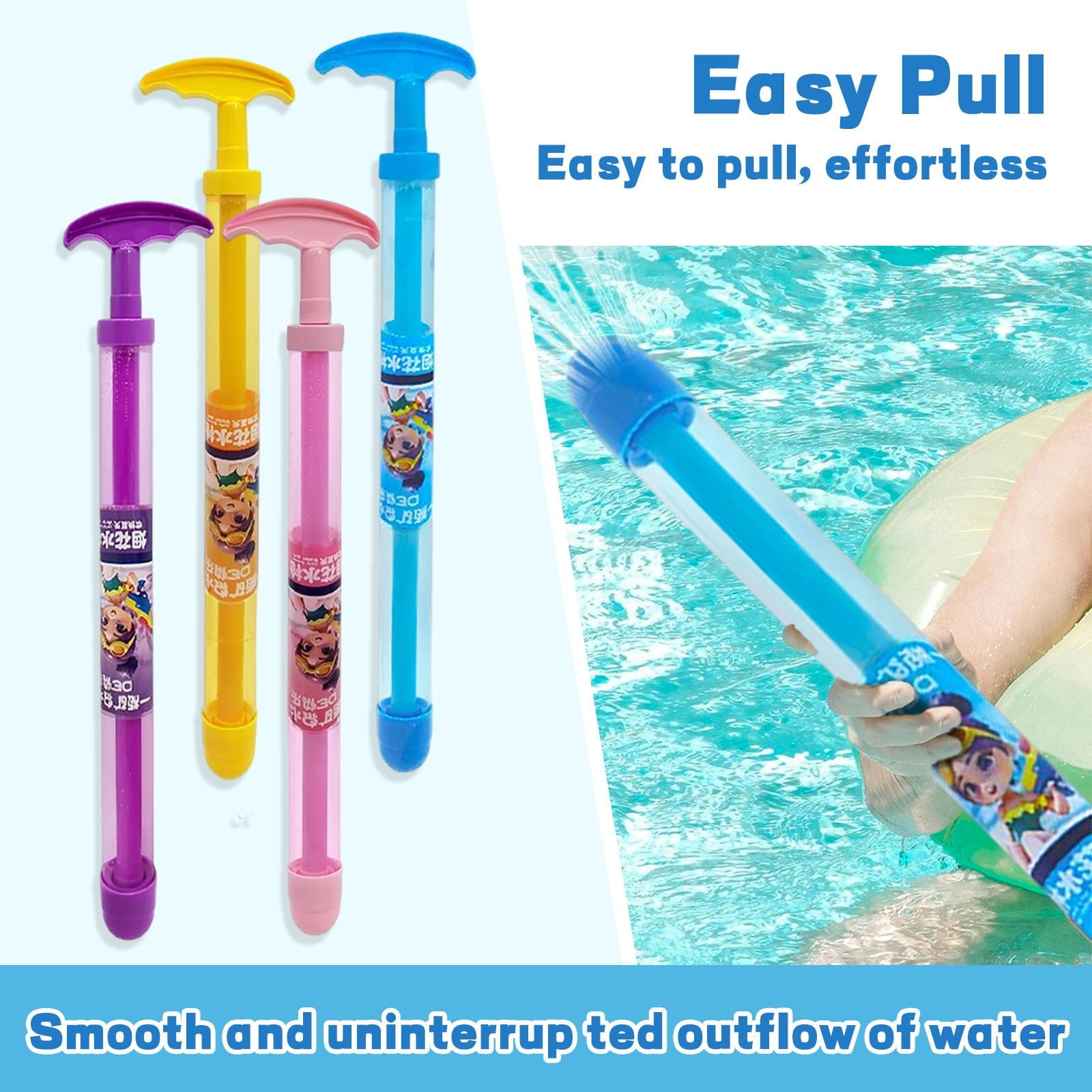Firework-Shaped Spray Water Gun, 4 Pack 15.2in Pull-Out Large Capacity Water Blaster for Pool Beach Summer Outdoor Party Games Fireworks Water Gun Firework Water Gun
