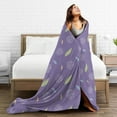 thumbnail image 5 of DouZhe Ultra-Soft Micro Fleece Lightweight Flannel Bed Blanket, Violet Floral Lavender Print Cozy Warm Throw Blankets, 60"x50", 5 of 7