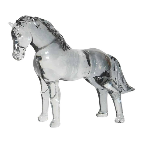 Estatua de caballo de cristal, obra de arte, estantería, figura en miniatura, adorno Fengshui, animal Estilo H