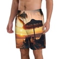 thumbnail image 2 of KLL Hawaiian Sunset Beach Men's Casual Summer Beach Shorts Hawaiian Shorts with Pockets-Medium, 2 of 5