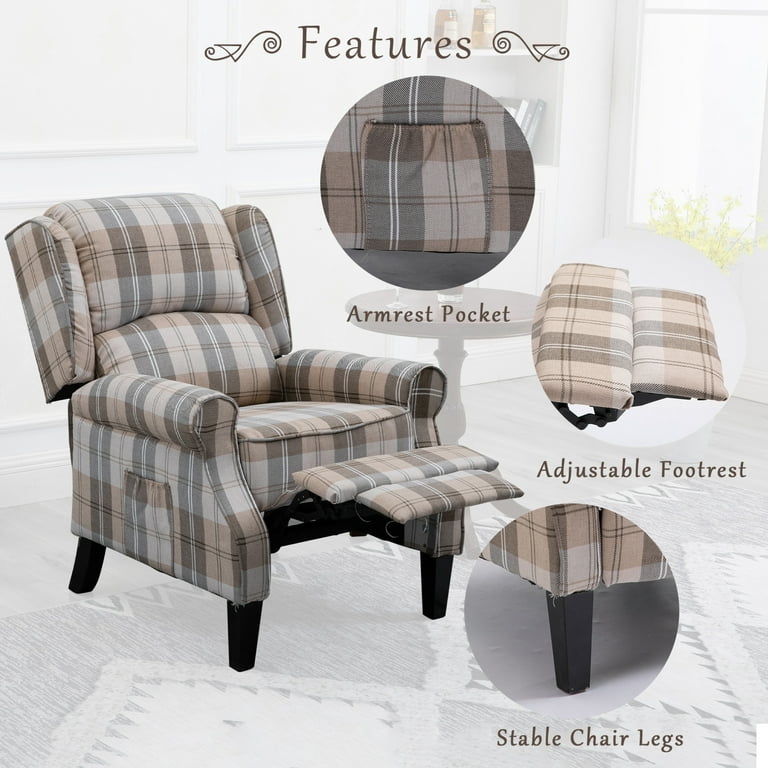 Vintage Recliner Chair with Adjustable Backrest and Footrest