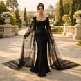thumbnail image 7 of Slccxzc Extra Long 3D Floral Mesh Bridal Shawl, Tulle Wedding Cloak for Evening Dresses, 7 of 7