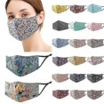 thumbnail image 2 of Qian 2pcs Floral Cotton Mask Three-layer Washable Fashion Breathable Printed Mask Style-22, 2 of 5