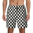 thumbnail image 3 of Uemuo Black and White Checkerboard Pattern Mens Swim Trunks Quick Dry Board Shorts with Mesh Lining, Stretch Beach Shorts Quick Dry No-Chafing Board Shorts-X-Large, 3 of 9