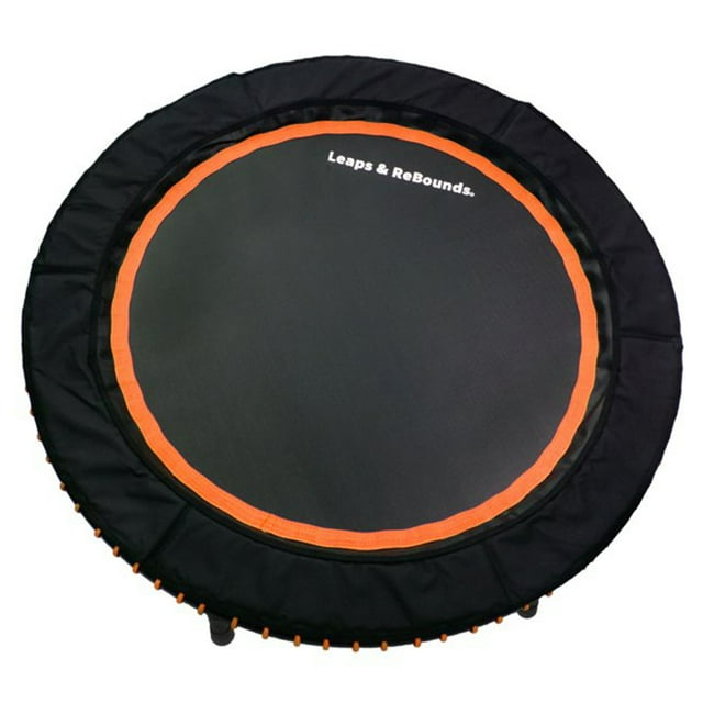 LEAPS & REBOUNDS Mini Trampoline D\'entraînement Physique de 40 Pouces et Rebondisseur pour Adultes, Orange