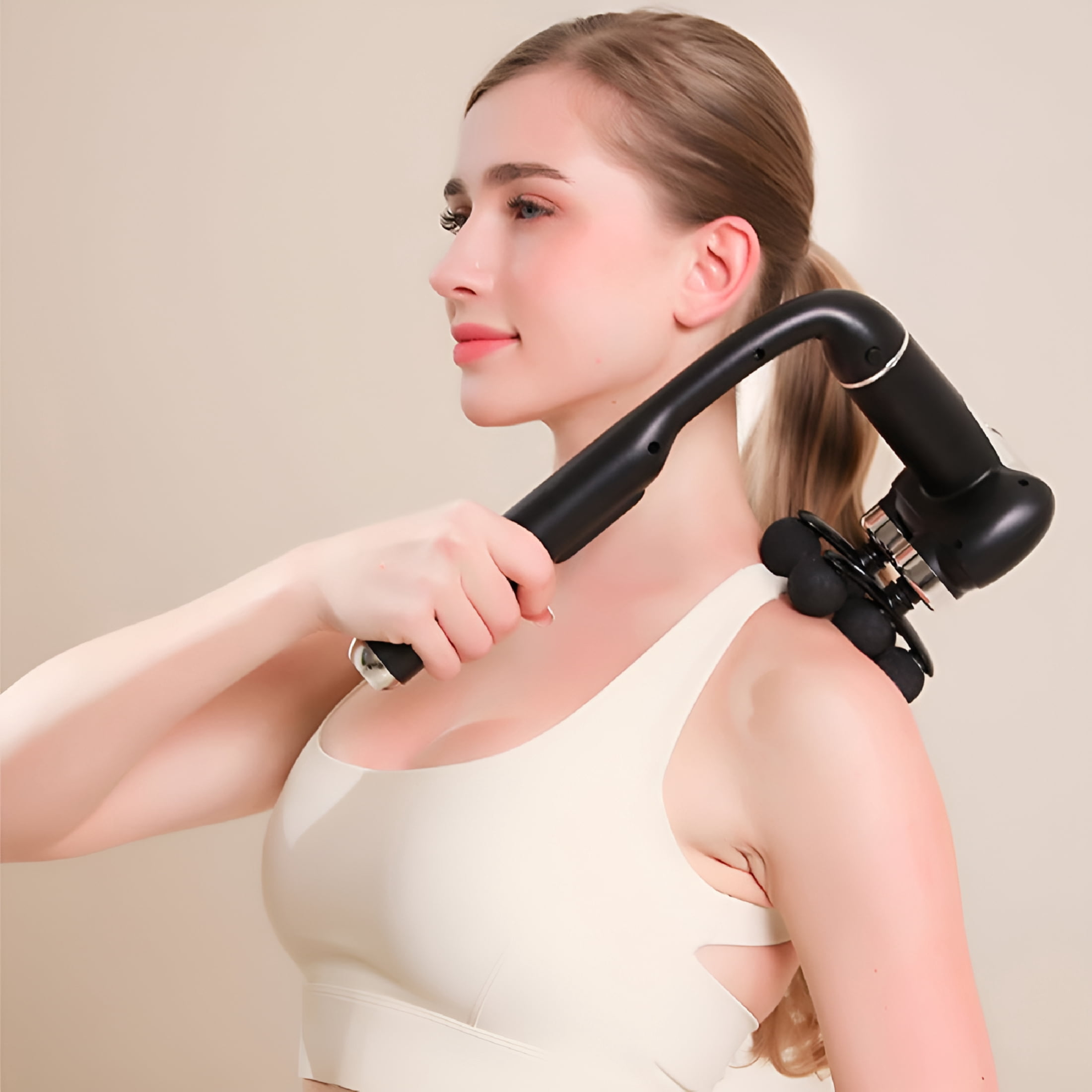 XIRQI Massage Gun with Upgraded Extension Handle,Handheld Back Massager Tool,Back Massager for Pain Relief Deep Tissue,Muscles/Neck/Shoulders/Waist/Legs Massager with 6 Massage Heads