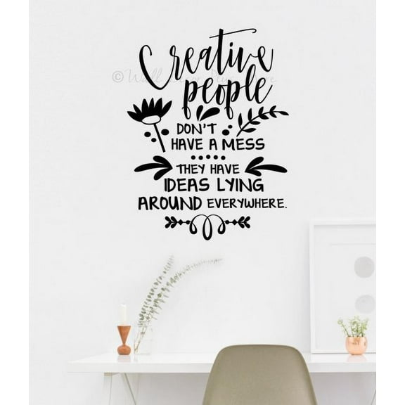Wall Decals Craft Room Decor Sticker Creative People Quote Don't Have Mess 23x18-Inch Black