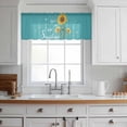 thumbnail image 3 of Teal Sunshine Sunflower Valance Curtains for Kitchen/Living Room/Bathroom/Bedroom Window, Rod Pocket Small Topper Half Short Window Curtains Voile Sheer Scarf, Pastoral Bees Farmhouse Floral 42"x18", 3 of 8
