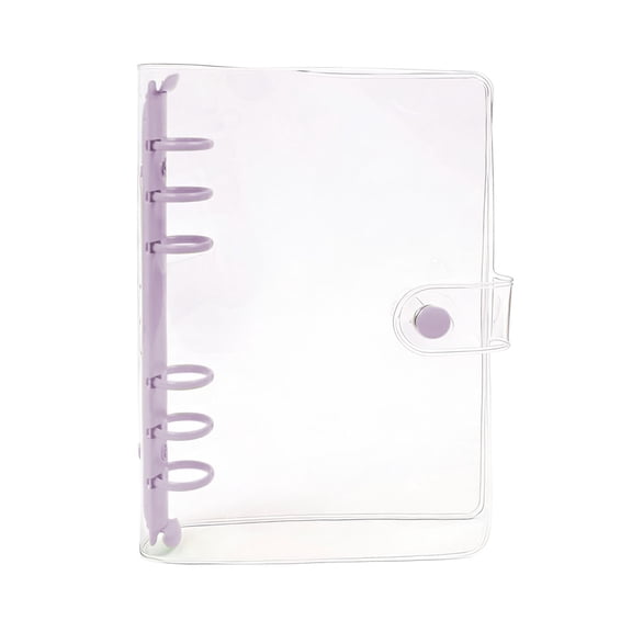 A6 Clear Plastic PVC Notebook Cover With Inner Pockets, 6 Ring Budget Journal Folder With Silver Round Rings, Binder For Loose Leaf Inserts, Purple (Multicolor, 19.00)