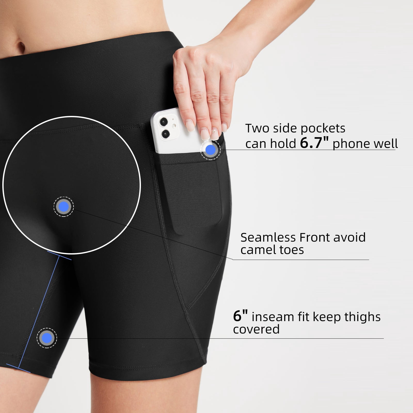 BALEAF Swim Shorts Women Bathing Suit Bottoms 6" Modest Swimsuits Tankini Tummy Control Board Shorts Swimwear High Waisted Biker Shorts Boyshorts Black M