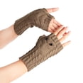 thumbnail image 2 of IROINNID Deals Thermal Gloves for Women Knit Gloves Knitted Arm Finger-less Keep Warm Winter Gloves Soft Warm Mitten,Khaki, 2 of 2