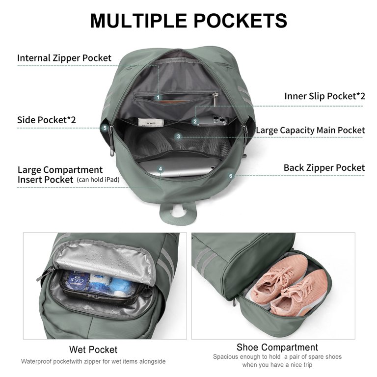 Water Resistant Gym Backpack with Shoe Compartment and Wet Pocket for Travel Amazon.com | Gym Backpack for Women with Shoes Compartment  main image 4