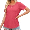 thumbnail image 6 of Summer Saving pimelu USSUMA T-Shirts for Women Trendy Solid Color Cute Petal Sleeve Loose Womens Blouses and Tops Dressy Casual Summer V Neck Short Sleeve Tshirts Shirts Tunic for Women, 6 of 9