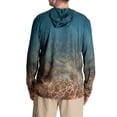 thumbnail image 3 of Mossy Oak Men's Long Sleeve Performance Fishing Hoodie, Teal Ocean, L, 3 of 12
