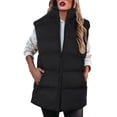 thumbnail image 3 of Lixiuxyad Womens Zip Up Puffer Vest Stand Collar Sleeveless Padded Jacket Coat Black, 3 of 6