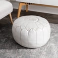 thumbnail image 4 of Nuloom  Handmade Moroccan Leather Filled Ottoman Pouf, 4 of 5