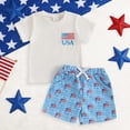 thumbnail image 2 of Staki 4th of July Shirt Kids Baby Boy 4th of July Outfits Short Sleeve Tee Shirt and Casual Shorts 2Pcs Fourth of July Summer Outfit 0-24M 2-3Y(Blue,12-18 Months), 2 of 7