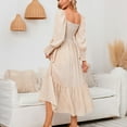 thumbnail image 5 of IROINNID Maxi Dress for Women Large Long Sleeve Chiffon Retract One's Waist Dress Fall Pendulous ,Beige, 5 of 5
