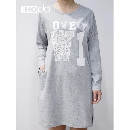 

Casual & Soft Letter Pattern Nightdress Long Sleeve Cotton Dress Women‘s Sleepwear & Dresses