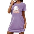 thumbnail image 1 of Camisón corto de talla grande para mujer, camisón de manga corta con estampado de pecho a la moda, camisón para mujer, 1 of 3