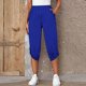 thumbnail image 4 of Gibobby pantalones de yoga Nuevos pantalones elásticos recortados casuales de verano europeo y americano para mujer Moda (Azul, XL), 4 of 5