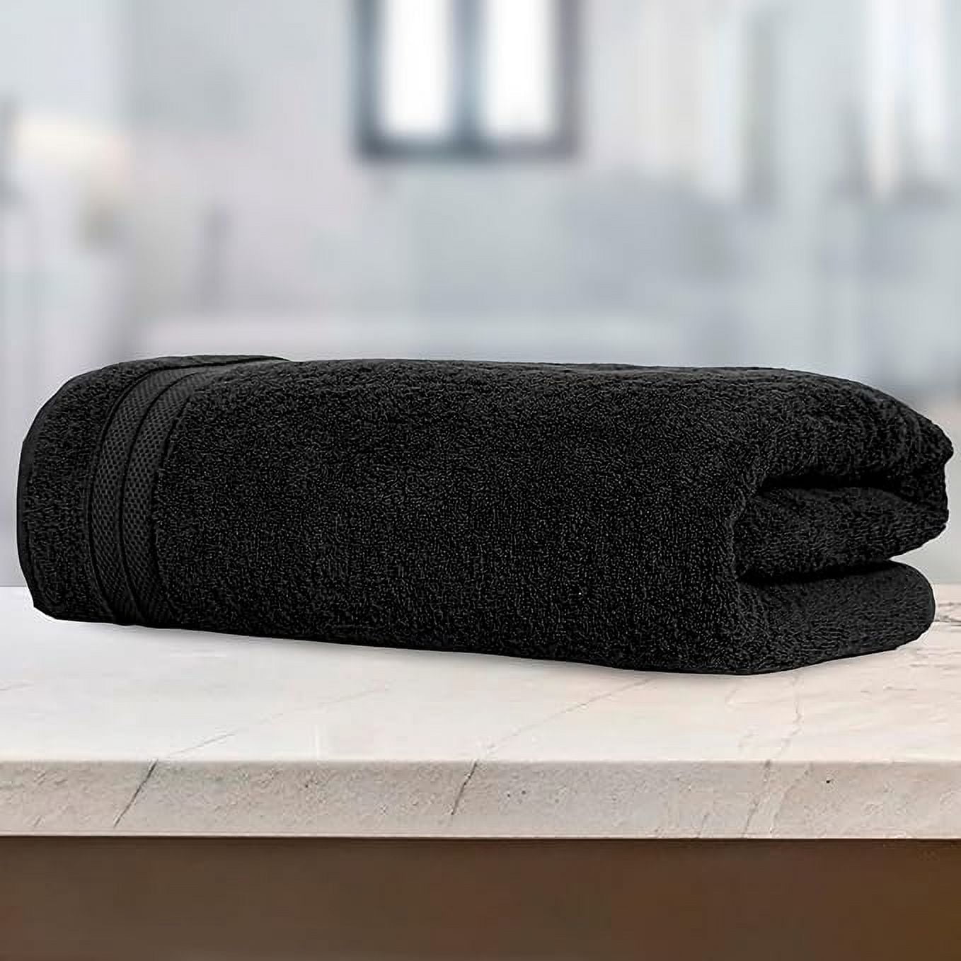 Mocassi Turkish Cotton Jumbo Bath Towel, 1-Piece, 35" x 70", Highly Absorbent - Soft Bathroom Towel, Black