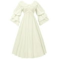 thumbnail image 1 of Vestido de Manga Corta para las Mujeres Color Sólido Estilo Retro Muñeca Cuello Cintura Alta Maxi Largo, Malla para la Noche Y la Fiesta, 1 of 8