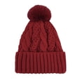 thumbnail image 2 of Women's Autumn Winter Solid Color Thickened Warm Dough Thick Thread Knitting Hat with Wool, 2 of 3