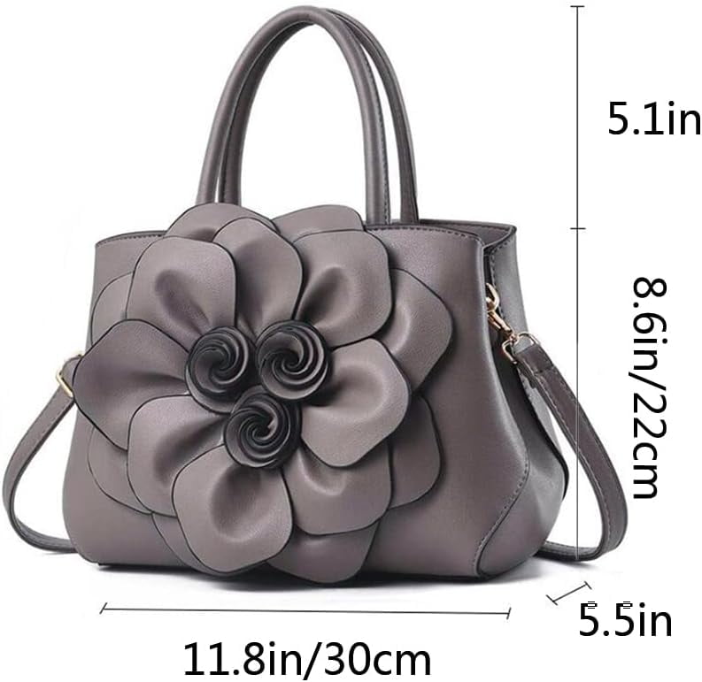 Kwuty Tote Top-handle Handbags for Women 3D Floral Purse PU Leather Hobo Crossbody Shoulder Bag Satchel
