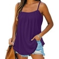 thumbnail image 3 of Yigetop Tank Tops Women, Summer Tank Tops for Women 2025 Loose Fit Pleated Square Neck Sleeveless Shirt Curved Flowy Vest Basic Cotton Tee Loose Fitting Tank Tops for Women Purple XL, 3 of 8