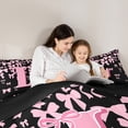 thumbnail image 4 of jejeloiu Personalized Letter L Bedding Comforter Set 7pcs,Monogrammed Theme Queen Bedding Sets,Ribbon Bow Knot Queen Sets,Ultra Soft Bedroom Decor Reversible, 4 of 8