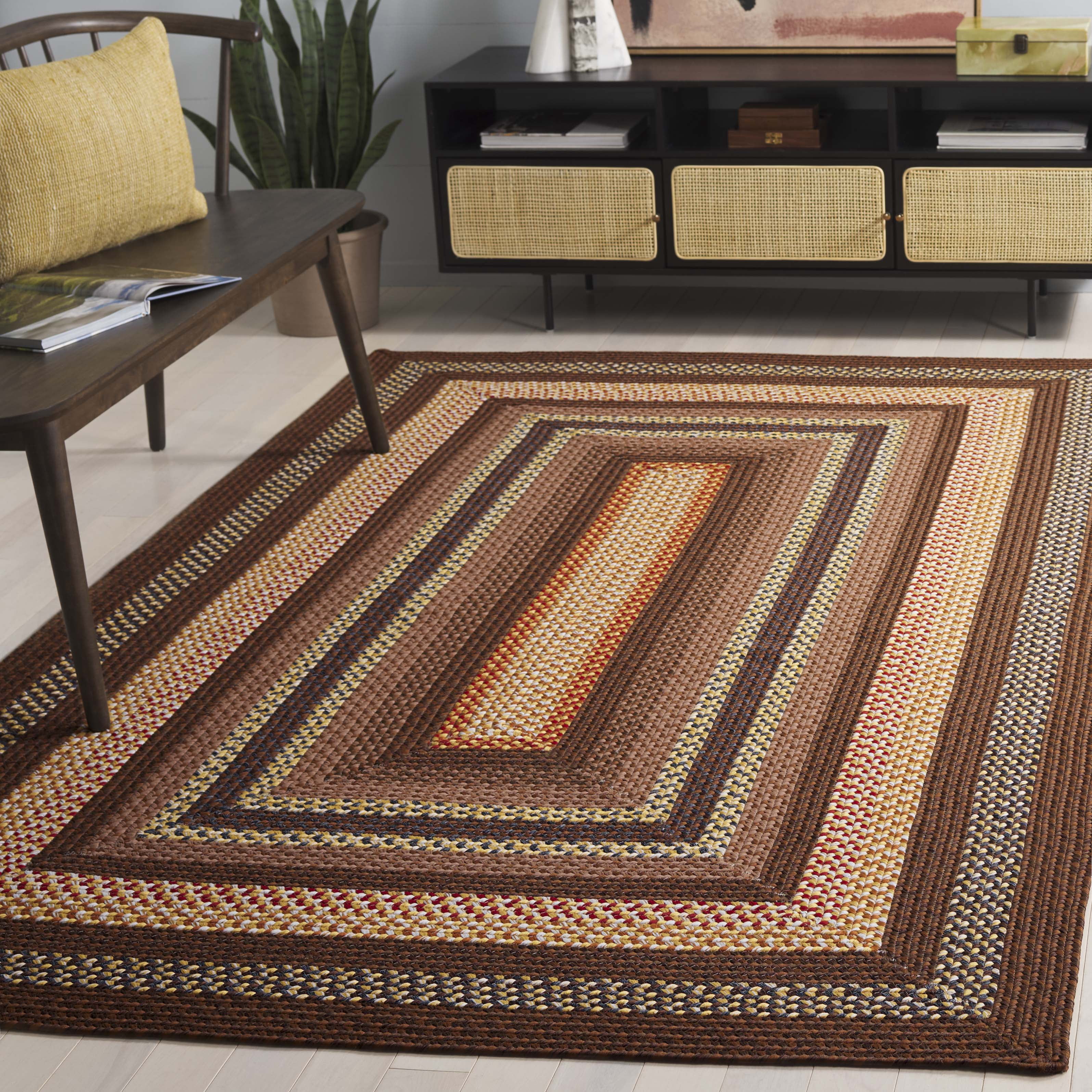 Safavieh Braided Angel Bordered Machine Washable Reversible Area Rug, Brown/Light Brown, 5' x 5' Square