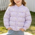 thumbnail image 3 of ITSAME Toddler Girls Lightweight Puffer Jacket Cute Print Keep Warm Quilted Snap Button Winter Coat Purple Size 7, 3 of 10