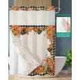 thumbnail image 2 of No Hook Shower Curtain with Snap in Liner, Thanksgiving Orange Pumpkin Wreath with Wood House Hotel Shower Curtains for Bathroom, Washable Shower Curtain Liner Set with Mesh Top Window, 48"x72", 2 of 6