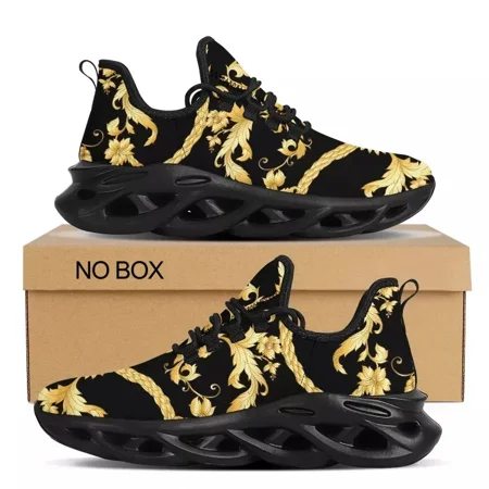 

Fashion Ladies Mesh Knit Sneakers Luxury European Golden Floral Comfort Women s Walking Couple Shoes Zapatos Mujer