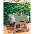 thumbnail image 3 of Outdoor Tablecloth with Umbrella Hole and Zipper 60 x 84 Inch Sage Dark Green White Striped Table Cover for Rectangular Tables Waterproof Tabletop Collection for Patio Garden Picnic Camping, 3 of 6