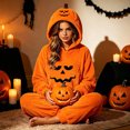 thumbnail image 5 of BOOMNY Halloween Unisex Men Womens Flannel Onesie Pajamas Hallowmas Pumpkin Face Graphic Long Sleeve Hooded Pjs Jumpsuit Cozy Warm Loungewear Homewear, 5 of 5
