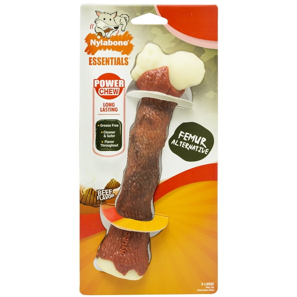 Nylabone Femur Bone Rawhide Alternative Power Chew Durable Dog Toy Beef Flavor X-Large/Souper - 50+ lbs.