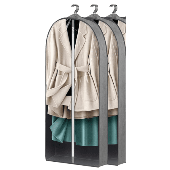 Hanging Clothes Gusseted Garment Bag (Set of 2) for Storage Suit Bag for Closet Clear Garment Bags Dress Covers Garment Bags for Suits, Sweaters, Shirts