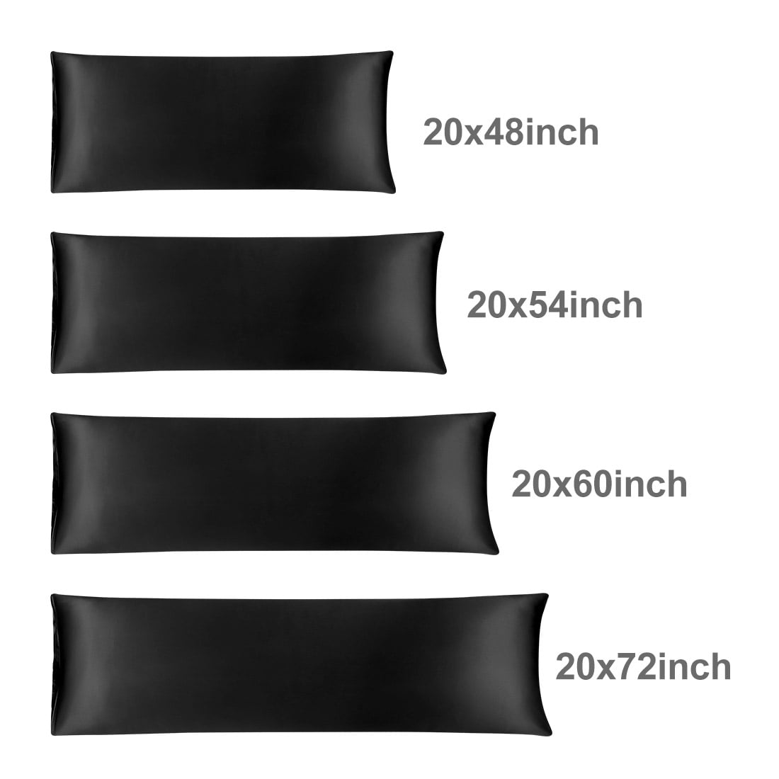 Unique Bargains Luxury Silky Satin Body Pillow Case Black 20" x 54"