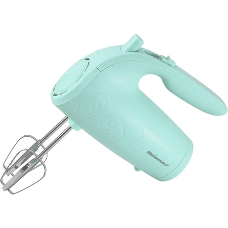 EHM003M Maxi-Matic Ultra Power Electric 5-Speed Kitchen Hand Mixer with 2 Extra Wide Stainless Steel Smooth Creamy Whipped Mixtures Plus Convenient, Beater Storage, Mint Blue