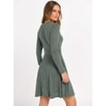 thumbnail image 4 of Women Long Sleeve Ribbed Knit Short Dresses  Fall Winter V Neck Casual Swing A Line Sweater Dress, 4 of 16