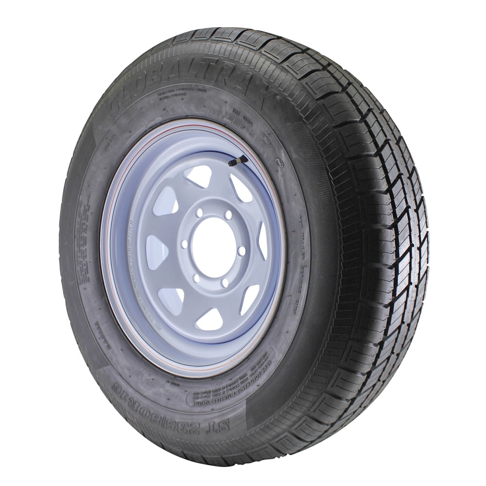 ST235/80R16 Globaltrax Trailer Tire LRE on 6 Bolt White Spoke Wheel