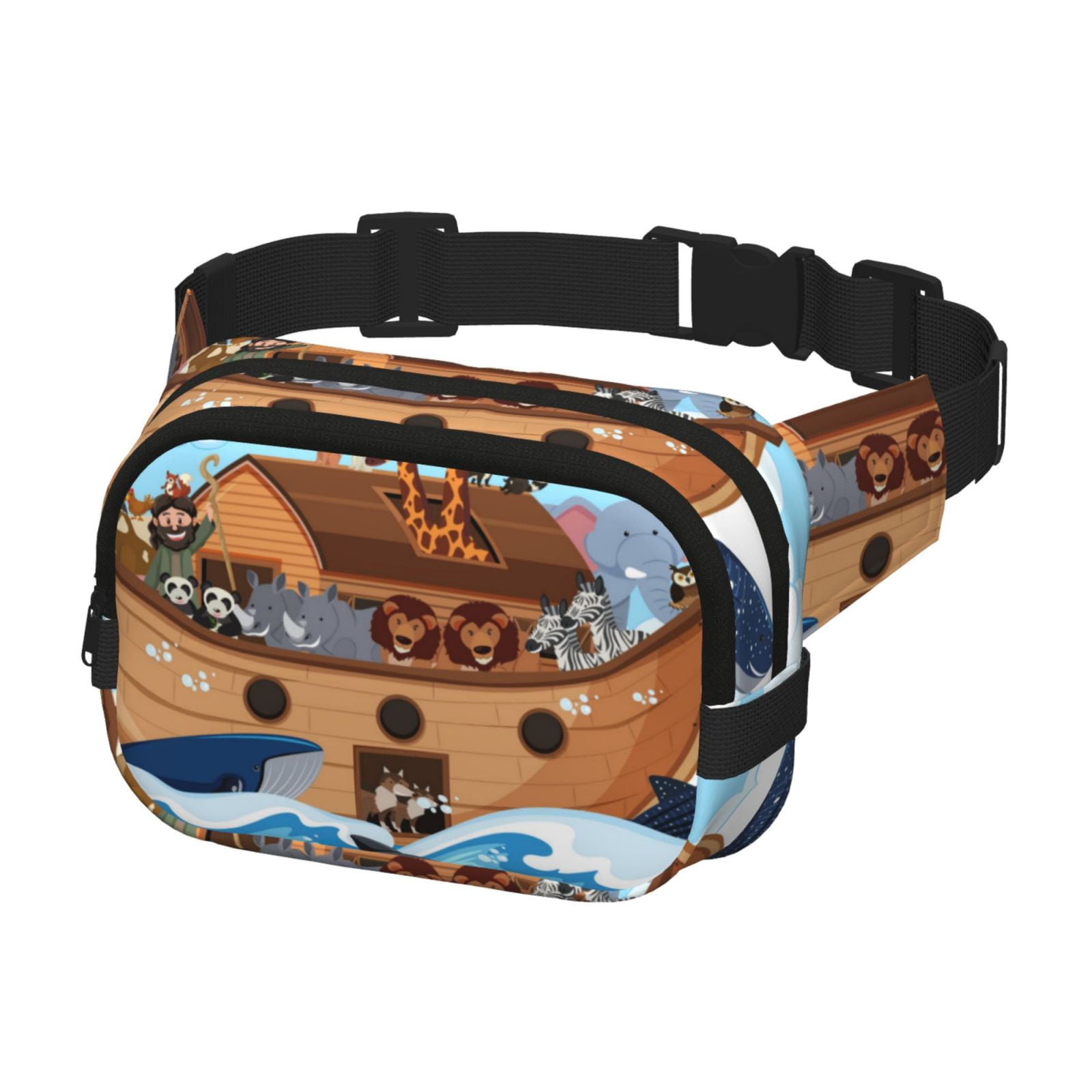 Hirioo Animals on Noah's Ark for Double Layer Waist Bag Adjustable Fanny Pack For Travel Running Hiking