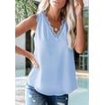 thumbnail image 4 of Top de Verano Holgado Sin Mangas con Escote en V y Encaje de Pestañas en Azul M, 4 of 10