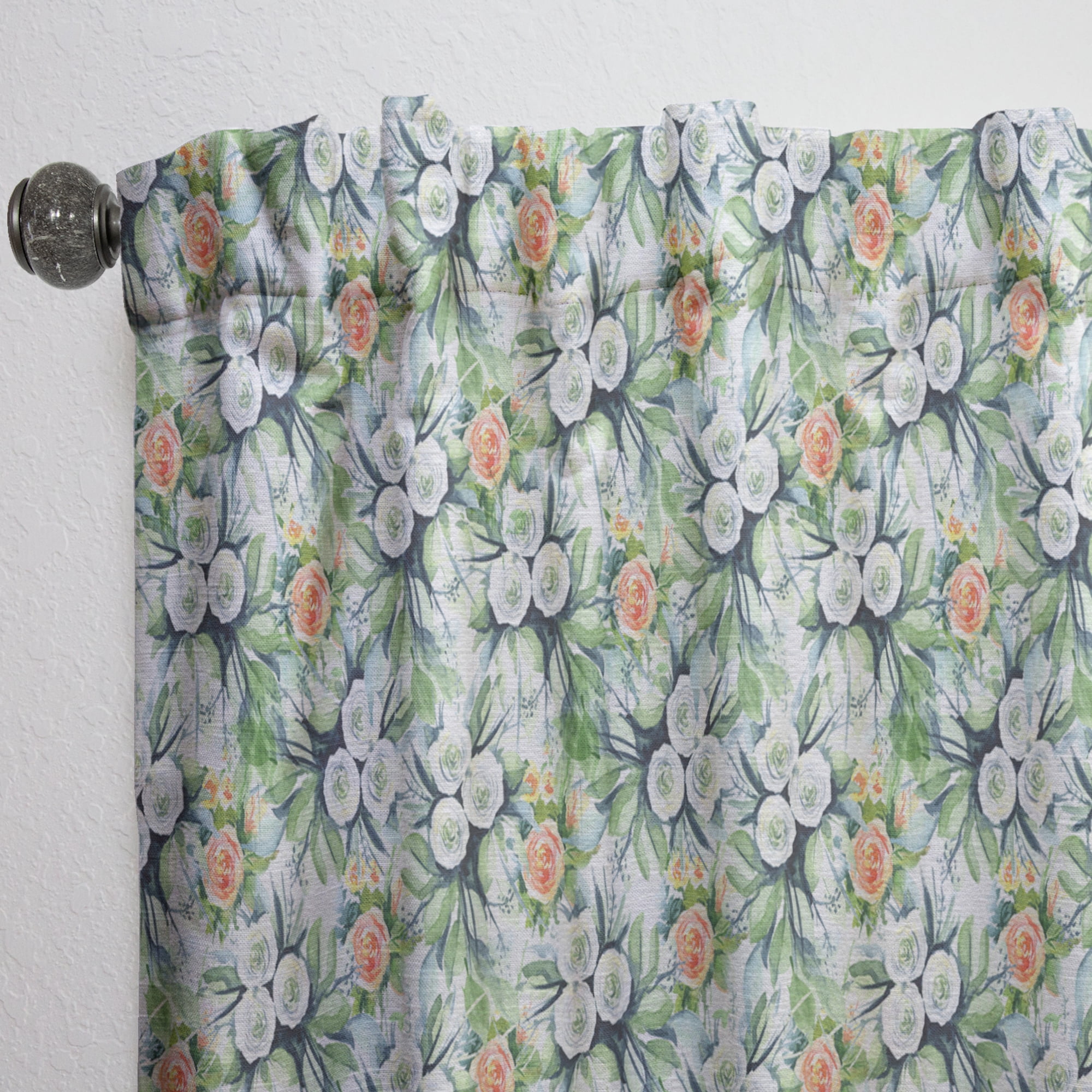 Designart 'Flowers With Green Leaves XI' Floral Curtain Panel
